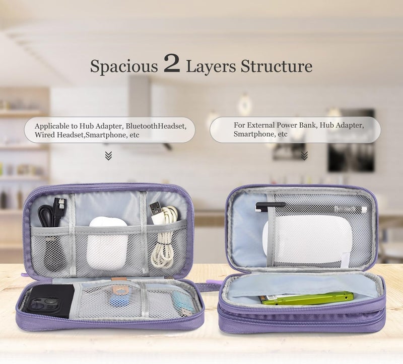 CAOODKDK Electronic Organizer Travel Cable Accessories Bag, Electronic Organizer Case, Electronic Accessories Organizer Bag for Power Bank, Charging Cords, Chargers, Mouse, USB Cable, Earphones (Purple) - Image 4